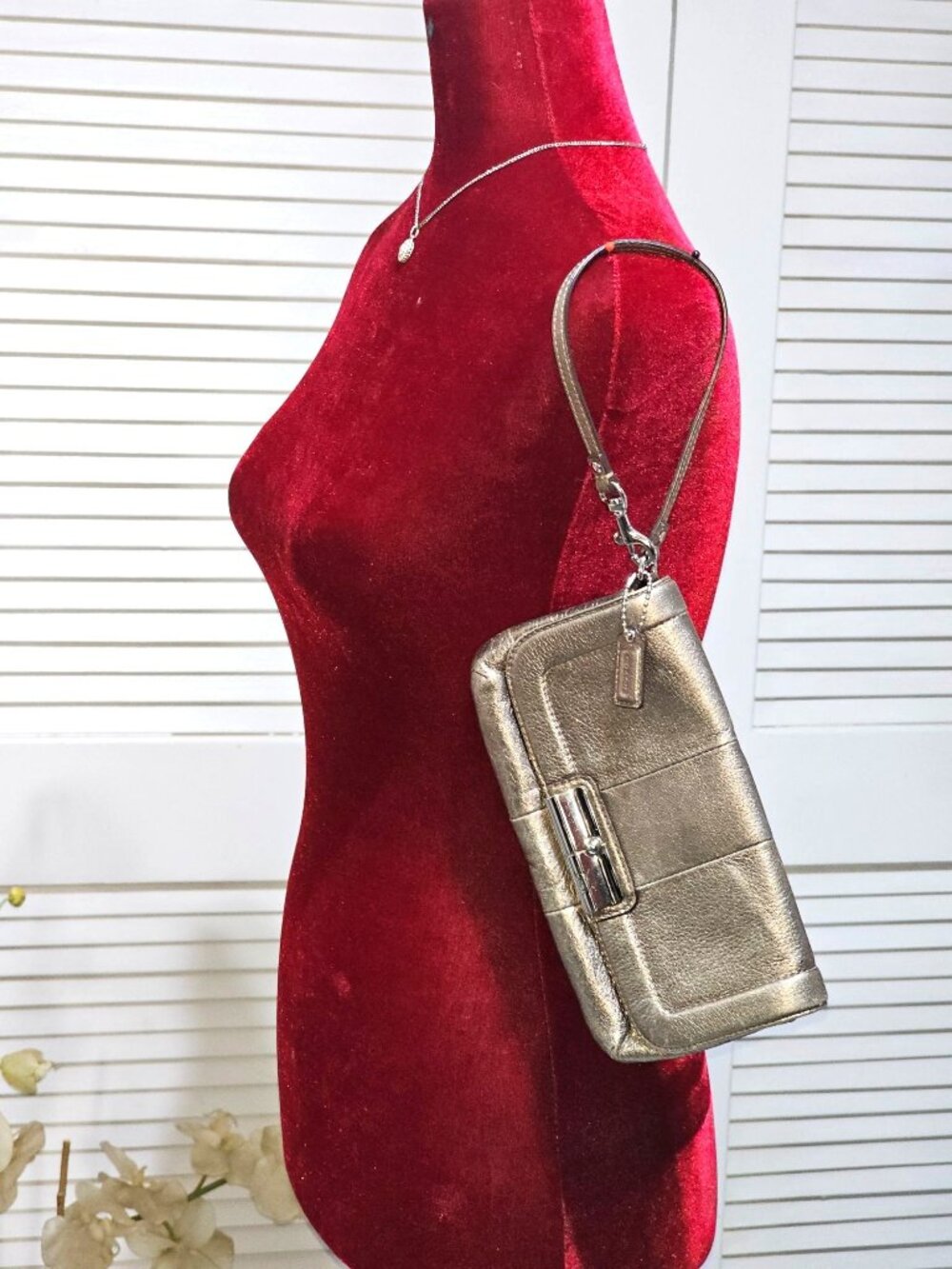 Coach Women's Metallic Leather Kristin Wristlet Clutch Bag Small 2329 - Picture 2 of 14